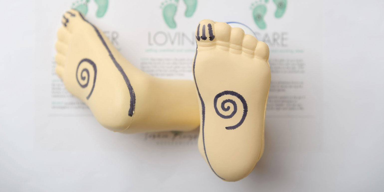 Small foam feet used to demonstrate reflexology