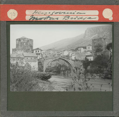 Lantern slide from 19th century or the bridge at Mostar