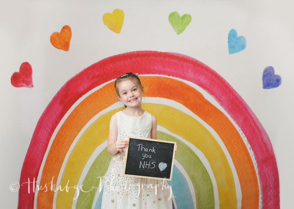 Little girl holding Thank you NHS sign